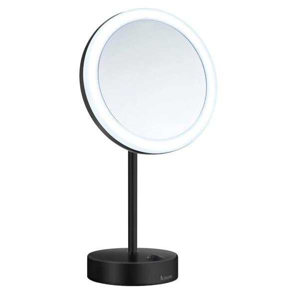 Matt black LED shaving/makeup mirror