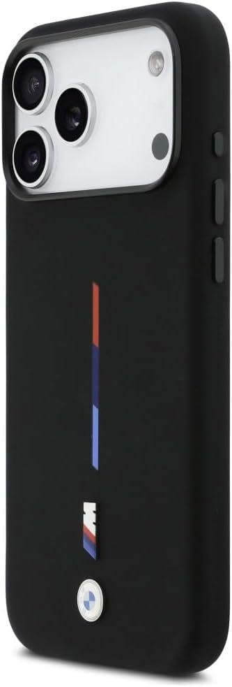 BMW M Series Silicone Tricolor Line Case with MagSafe for iPhone 17 Pro Max 6.9" Black - BMHMP17X25SITMIK