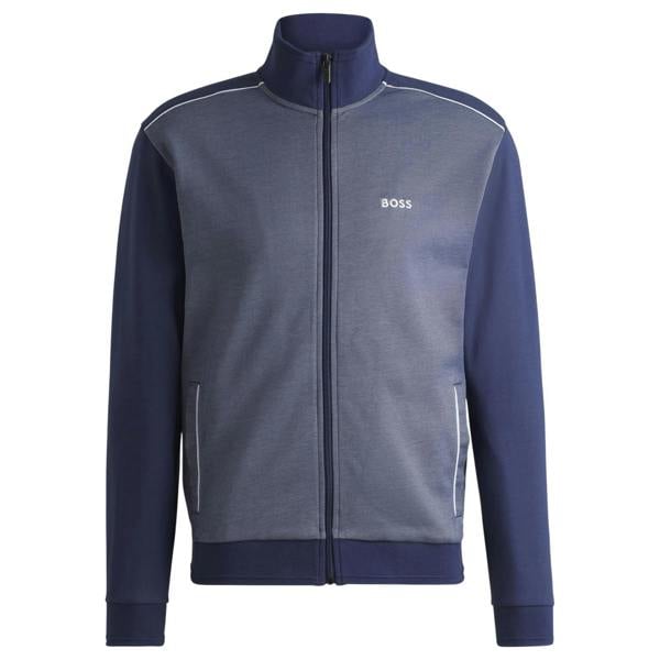 Boss Mens Logo Regular Long-Sleeved Jacket - Navy/White - 