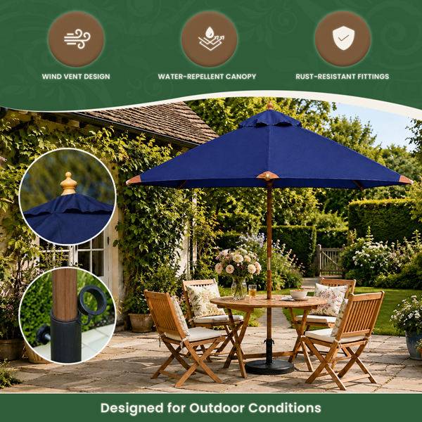3.5m Premium Hardwood Garden Parasol Umbrella