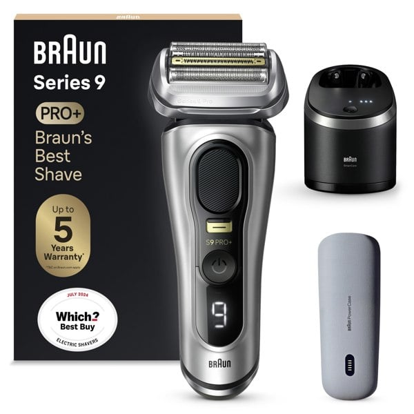 Braun Series Series 9 PRO+ Electric Shaver, SmartCare Center, PowerCase, Wet & Dry, 9477cc - Silver