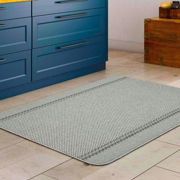 Machine Washable Design Mats | Grey Bordered Line | The Rugs