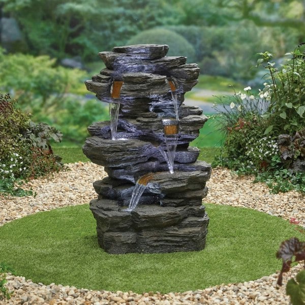 Tranquillity Water Features Hinoki Springs with Lights Rock Effect Water Feature