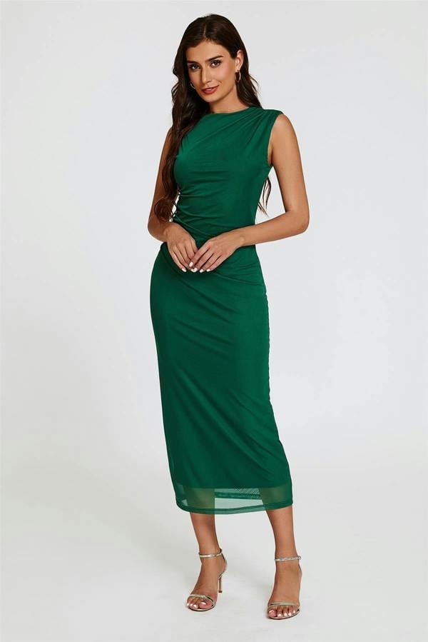 FS Collection Mesh Maxi Dress In Green