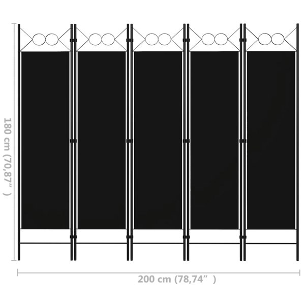 Berkfield 5-Panel Room Divider Black 200x180 cm