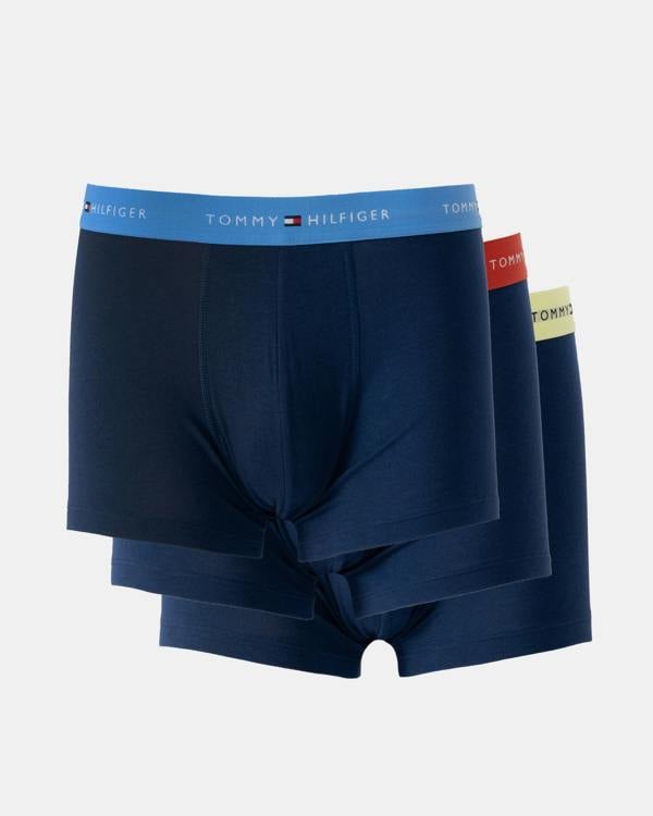 Tommy Hilfiger 3-Pack Logo Waistband Mens Trunks - Blue/Red/Yellow