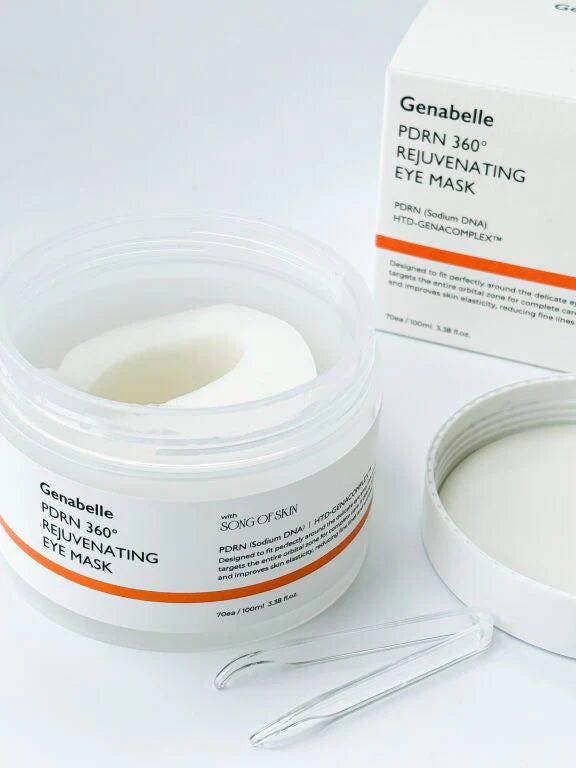 Cooling hydrogel texture of Genabelle PDRN Eye Mask – Large capacity jar for daily brightening and orbital lifting at Atelier De Glow UK.