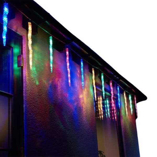 Samuel Alexander Set of 10 Light up Christmas Smart Icicle Lights with 50 Cool White & Multi-Coloured LEDs