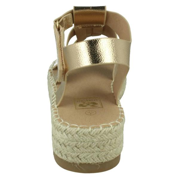 Down to Earth Ladies Down to Earth Gladiator Platform Espadrille with Ankle Strap F12084
