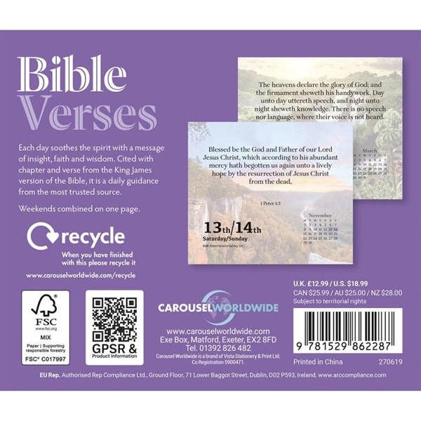 Religion Bible Verses Desk Calendar 2027, Desk Calendars, Day To View, Lifestyle, Gift