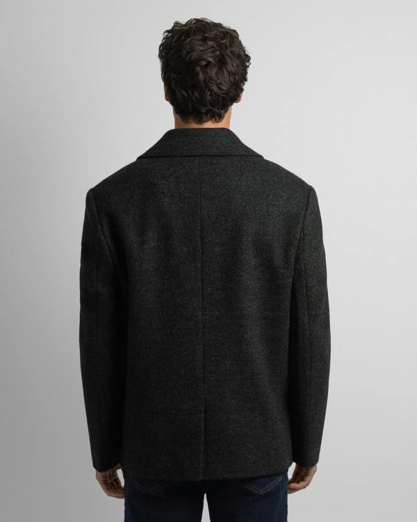 Steel & Jelly Camberwell - Black Wool Mix Double-Breasted Peacoat