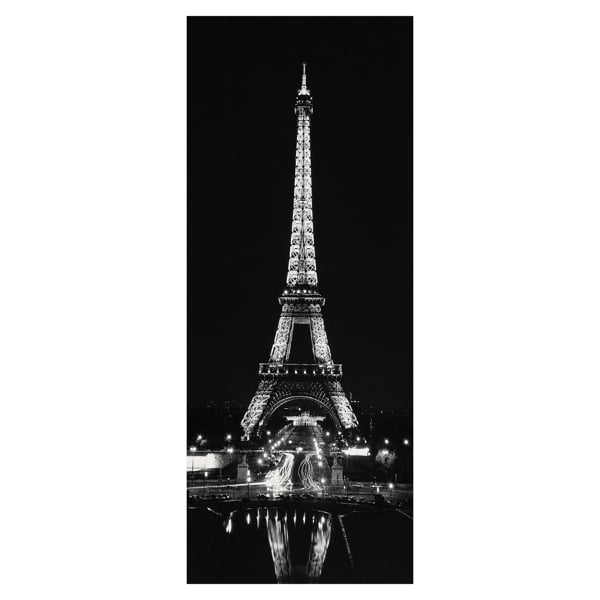 Large Eiffel Tower at Night Canvas Picture Print in Black & White with 10 LED Lights, Battery Powered