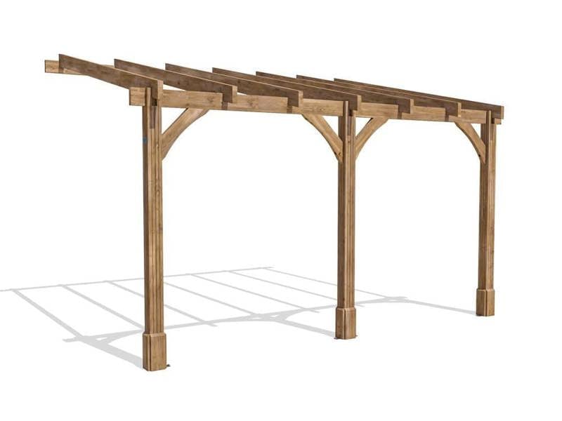 Dunster House Wooden Lean To Pergola Kit 4m x 3m Wall Mounted Garden Plant Frame Leviathan