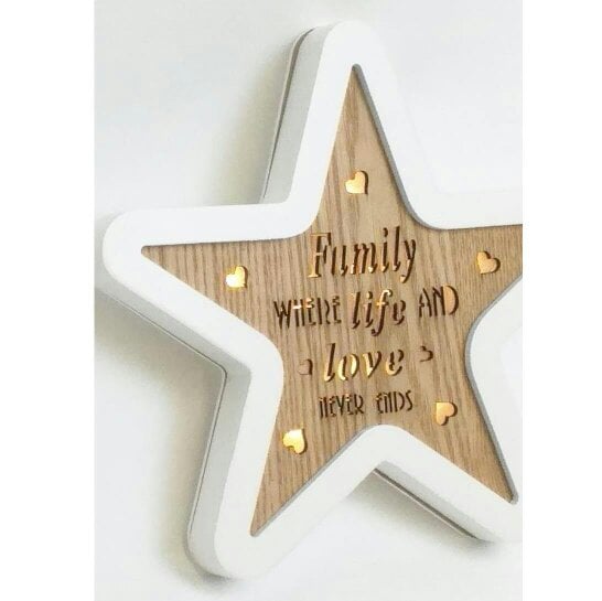 Shatchi Wooden LED Light Up Star Shape Christmas Frame for Indoor Wall or Table Display