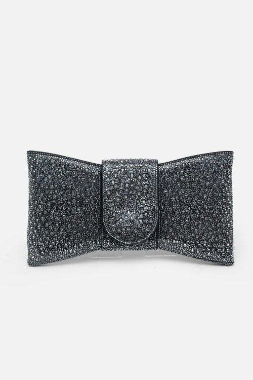 Love Lemonade Crystal Luxe Bow Clutch Bag Black