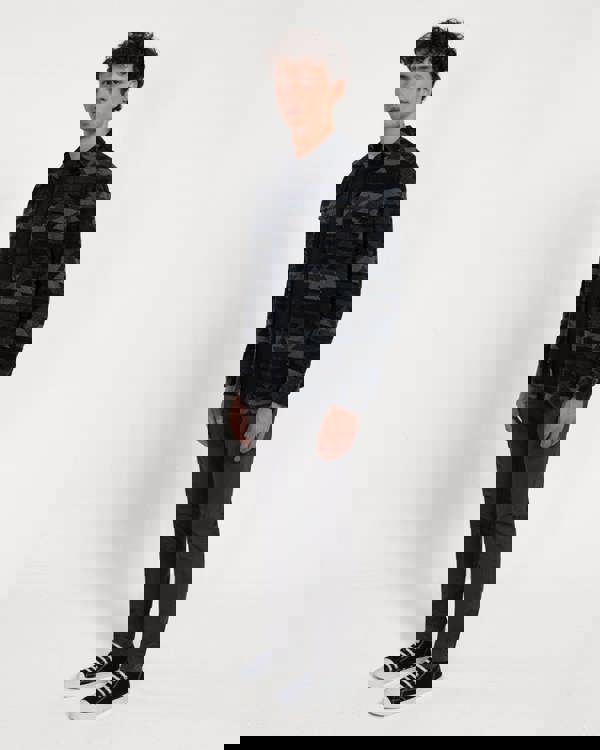 Larsson & Co Navy Jersey Aztec Print Casual Overshirt