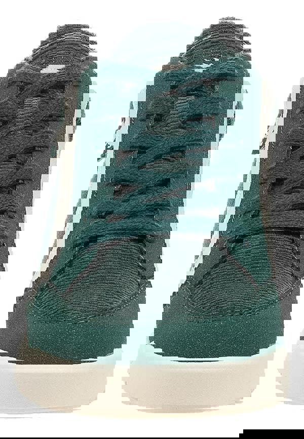 Rocket Dog Bolt Womens Casual Smart Lace Up Shoes Trainers, front view of teal sneaker with white sole, lace-up closure and sporty design.