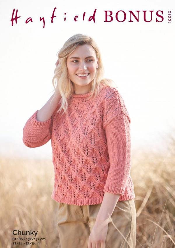 Hayfield Bonus Chunky Knitting Pattern 10010, Sweaters for Women, 32 - 54 Inches
