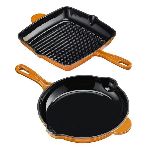 Cooks Professional Set of 5 Cast Iron | Orange