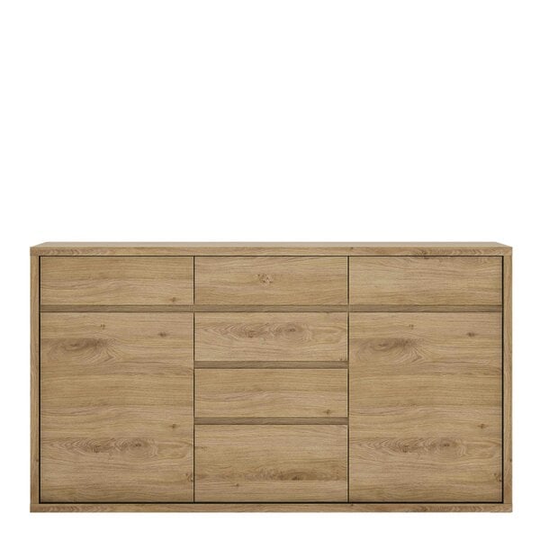 Wyld Haus Athens Natural Oak Wood Effect 6 Drawer Storage Chest 2 Doors