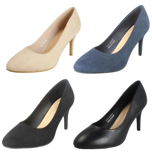 Spot On Ladies Spot On Wide Fit 8cm High Heel Court Shoes F90148