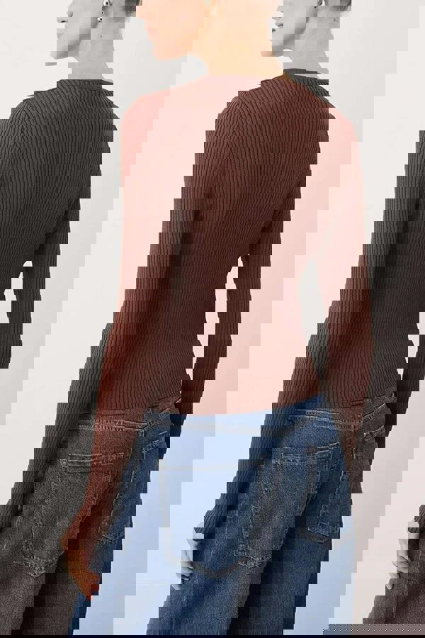 WOVCOR Mercerized Look Ribbed Knit Cardigan