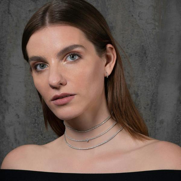 925 Sterling Silver Marquise Choker Necklace for Women with Cubic Zirconia Stones - namana.london
