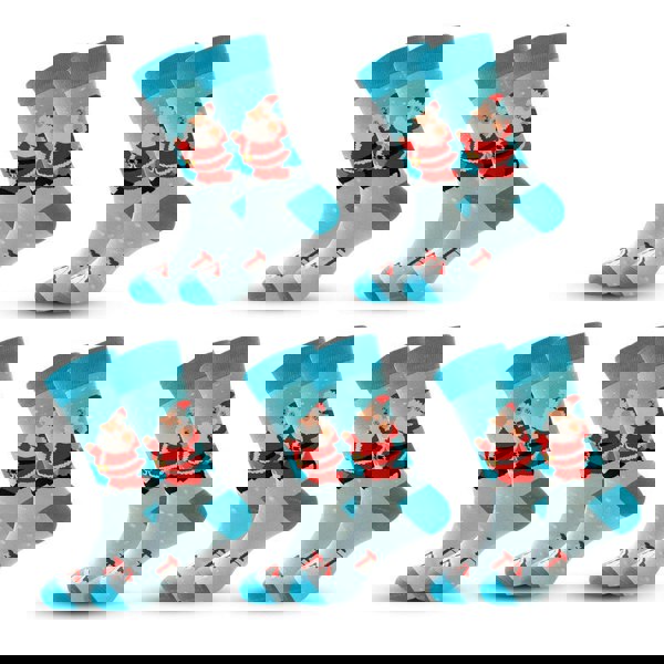 Anyfootwear 5 Pairs Sky Blue Size 5-13 Socks Crystal Silk Tide Winter Holiday Design Plus Snowflake Stocking Comfortable To Wear