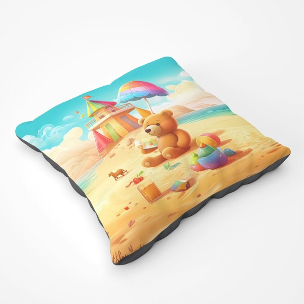 Warren Reed Bear On A Beach Holiday Floor Cushion