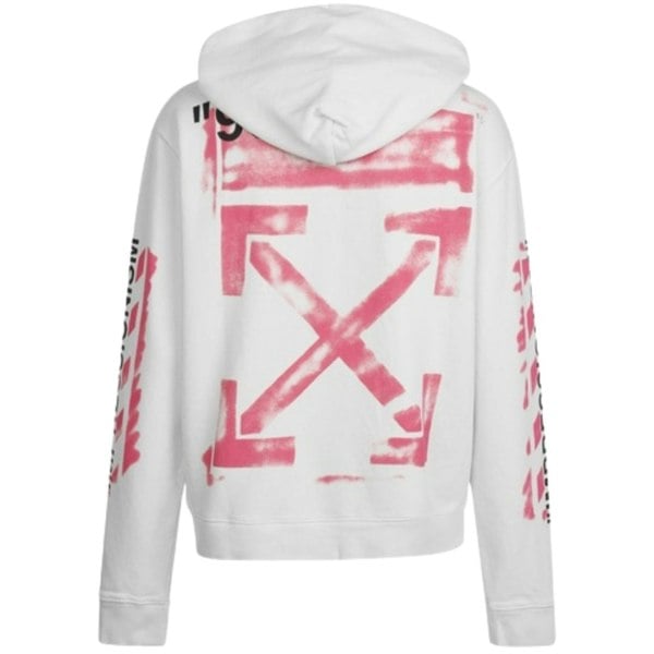 Off-White Stencil Spray Diagonal Design Slim Fit Hoodie - White