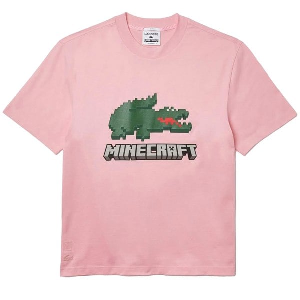 Lacoste Unisex x Minecraft Print T-Shirt - Pink