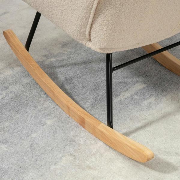 Rocking chair base with black metal frame and curved light wood runners