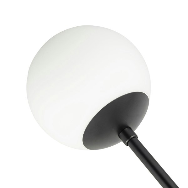 Modern Matte Black Floor Lamp with Opal White Globe Glass Shade and Foot Switch Image 5