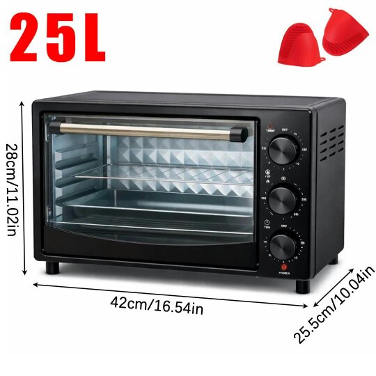 Havendro 25L Electric Mini Oven1350W  Countertop Cooker Oven Black