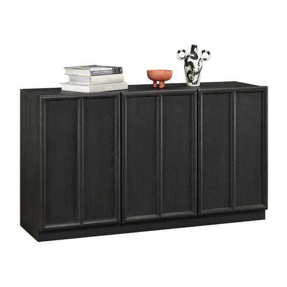 Wyld Haus Dali Black Wood 3 Panelled Door Sideboard