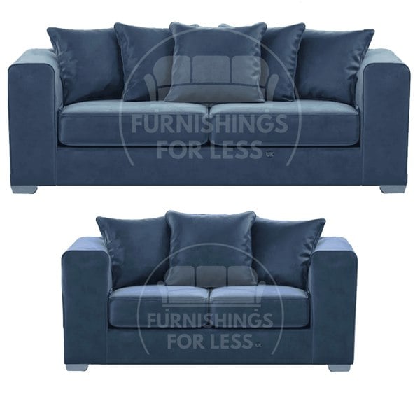 Furnishings For Less Ella Plush Velvet Fabric 3 + 2 Seater Sofa Suite