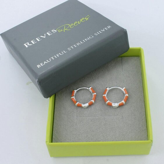 Reeves & Reeves Orange Bamboo Hoop Earrings