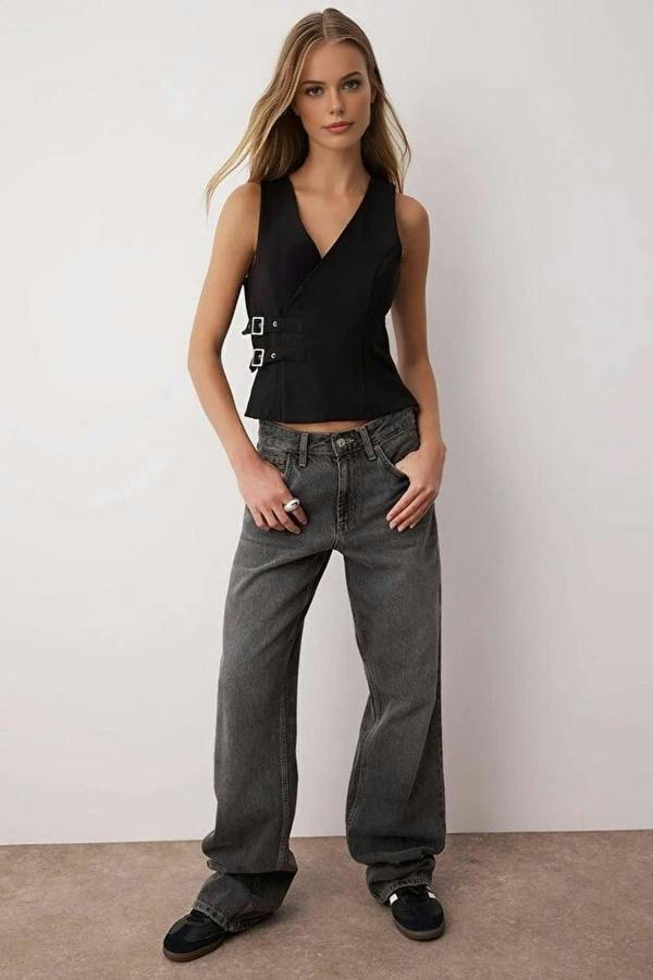 WOVCOR Sleeveless Woven Blouse with Belt Detail