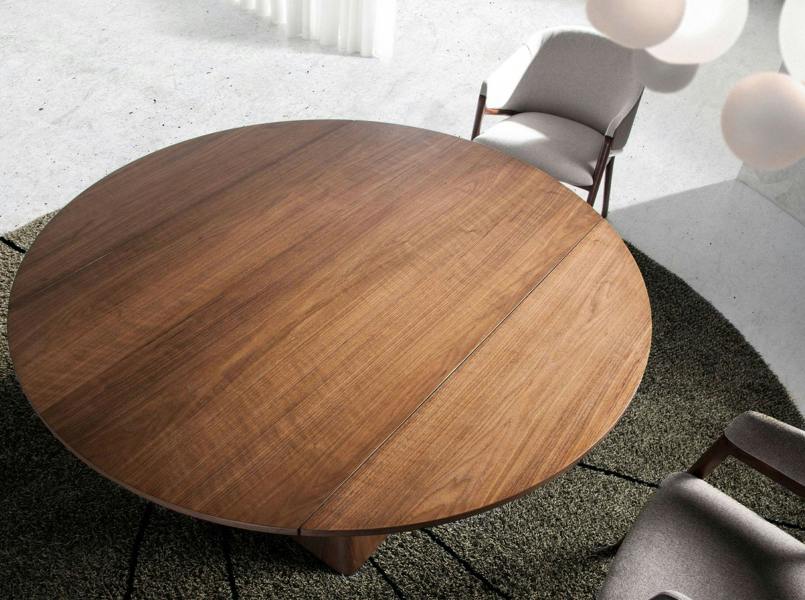 Angel Cerdá Round walnut extending dining table 1081