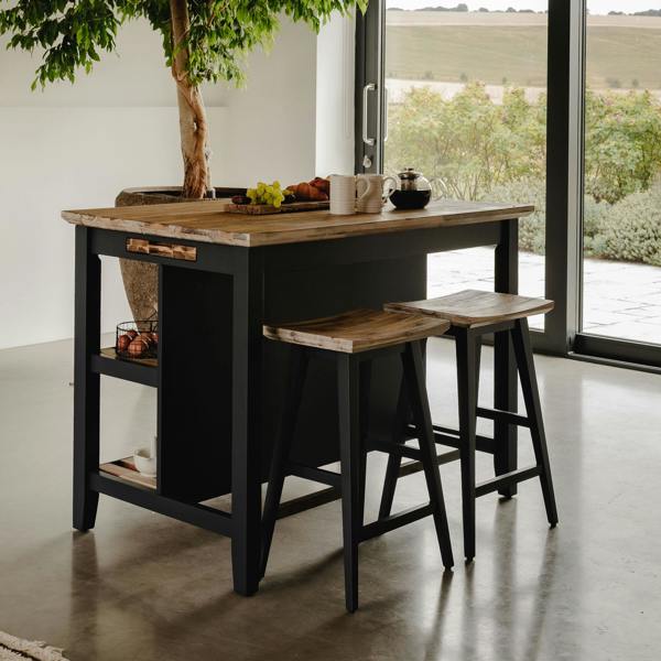 Statement Furniture Florence Breakfast Bar Kitchen Island with Shelves