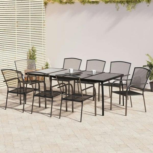 Berkfield 9 Piece Garden Dining Set Anthracite Steel