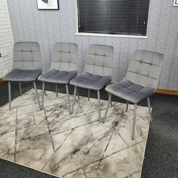 Kosy Koala Dining Chairs Set of 4 Grey Velvet Kitchen Chairs