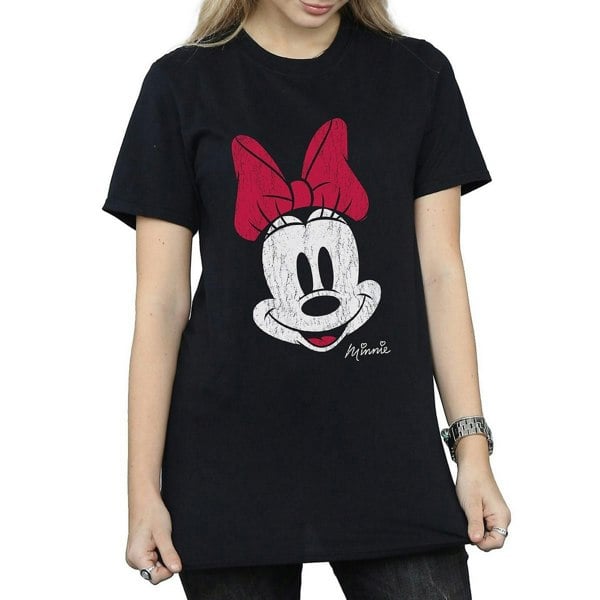 Disney Womens/Ladies Mickey Mouse Distressed Cotton Boyfriend T-Shirt - Black