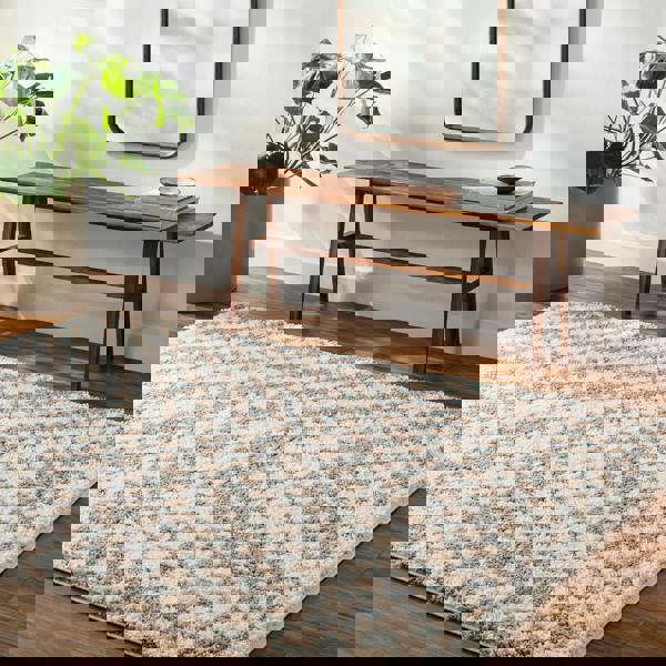 Livabliss Birmingham-Modern Black Grey Brown Checkered Soft Plush Pile Rug