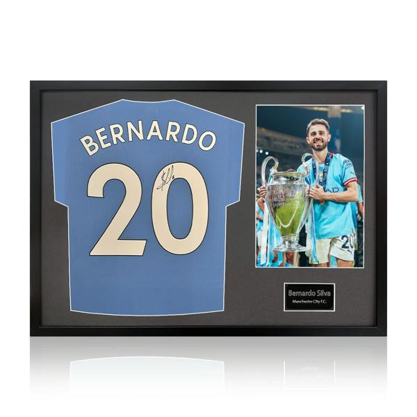 Bernardo Silva Signed Manchester City 23/24 Premier League Champions Shirt Classic Frame