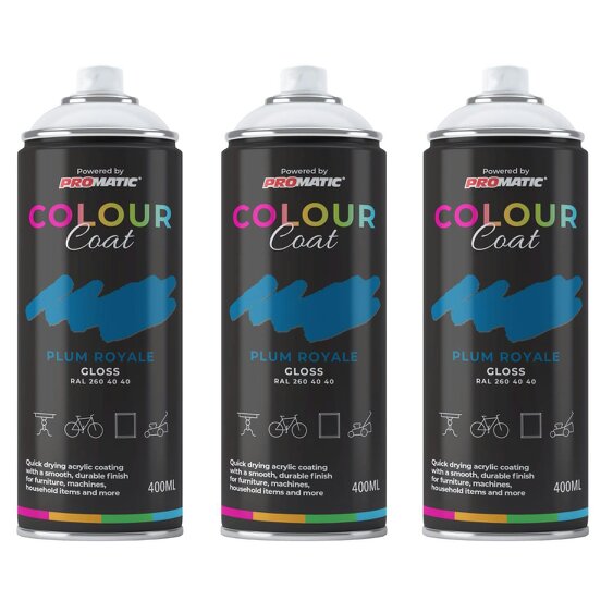Colour Coat 3X Plum Royale RAL 260 40 40 Gloss Spray Paint 400ml