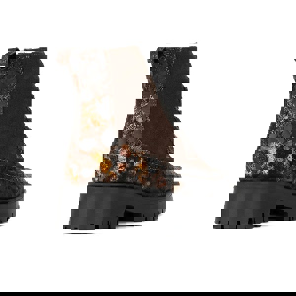 Embassy London Hatter Platform - Brown Metal - Women's Leather and brushed nubuck suede Ankle Lace-up Boot with chunky cleated sole