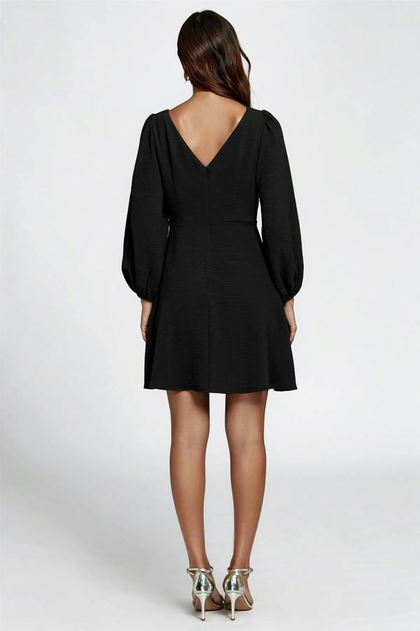FS Collection Back V Neck Mini Dress In Black