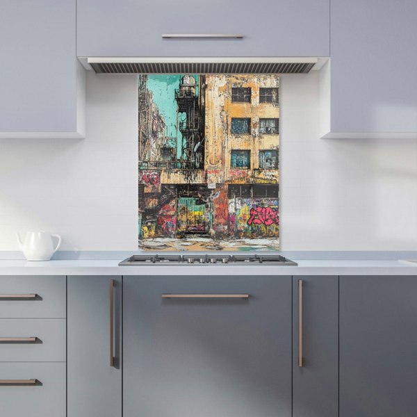 Warren Reed Urban Decay Building Art Glass Kitchen Splashback - 00025