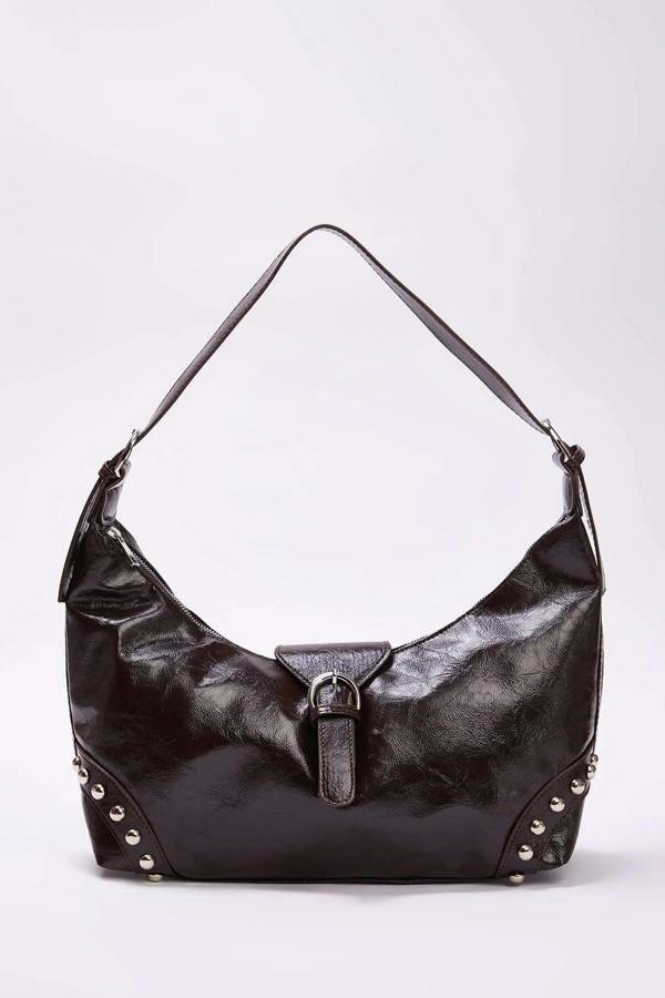 WOVCOR Trok Stone Embellished Belt Buckle Oval Women's Shoulder Bag